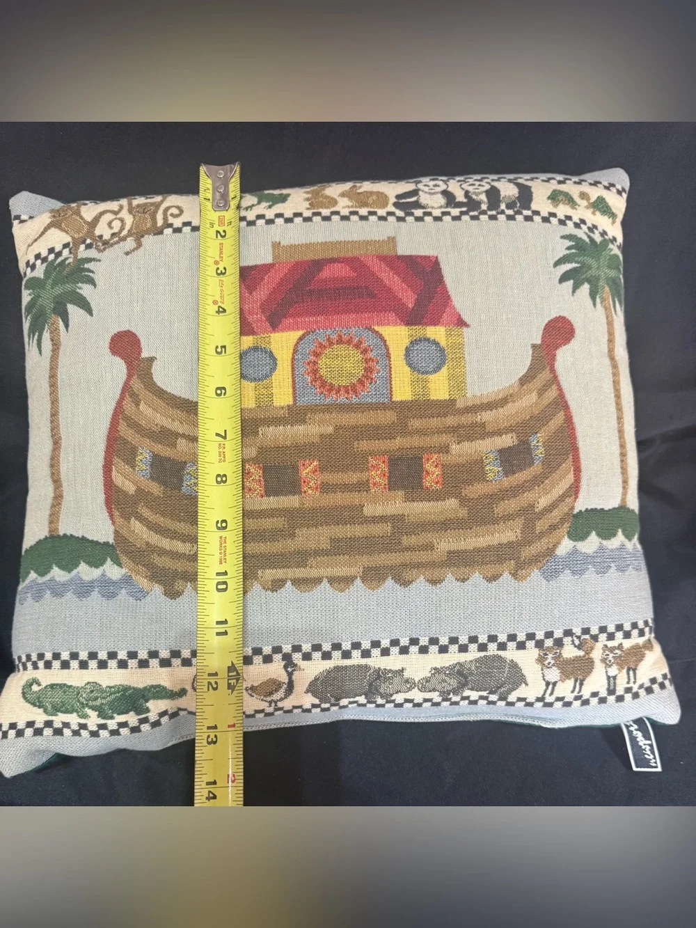 Noah’s Ark Animal Tapestry Throw Pillow 16x16